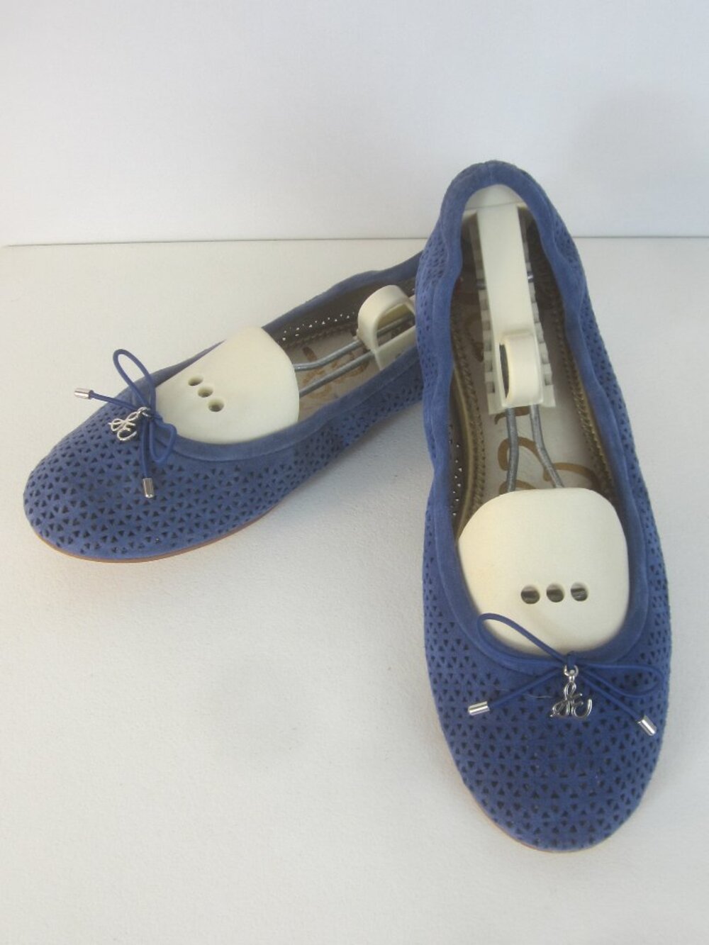Sam Edelman Felicia Women 6.5 Slip On Ballet Flats Shoes Blue Suede Leather Bows